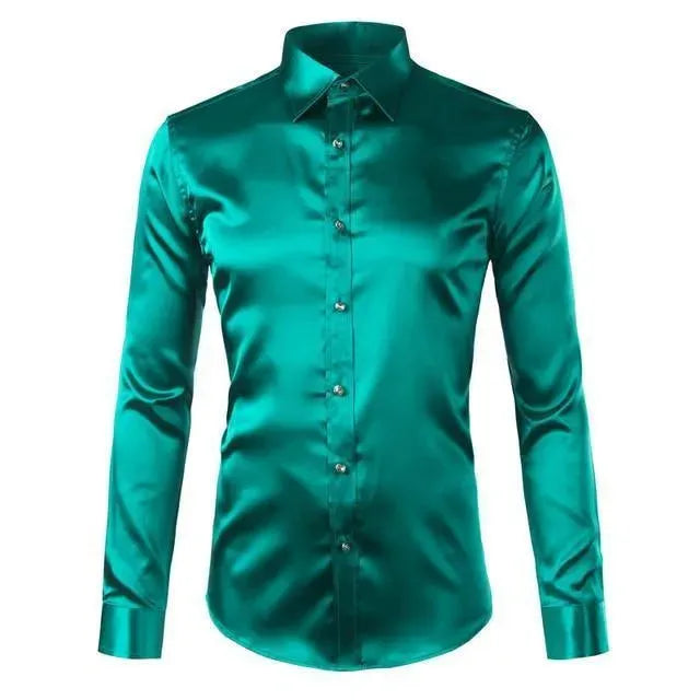 Classic Satin Silk Shirt For Men-Men Shirts-LeStyleParfait