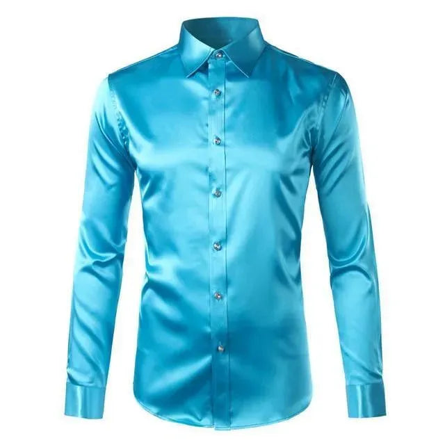 Classic Satin Silk Shirt For Men-Men Shirts-LeStyleParfait