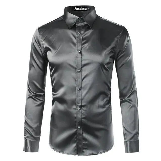 Classic Satin Silk Shirt For Men-Men Shirts-LeStyleParfait