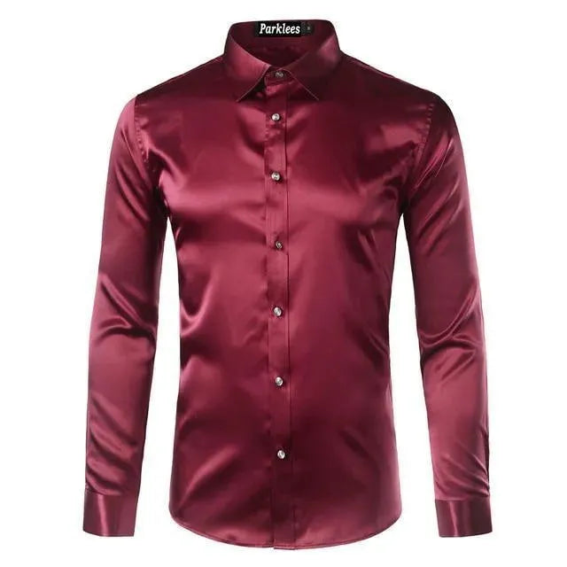 Classic Satin Silk Shirt For Men-Men Shirts-LeStyleParfait
