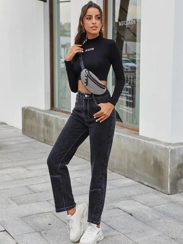 Women Denim Jeans - High Waist Straight-leg - Women Jeans - LeStyleParfait