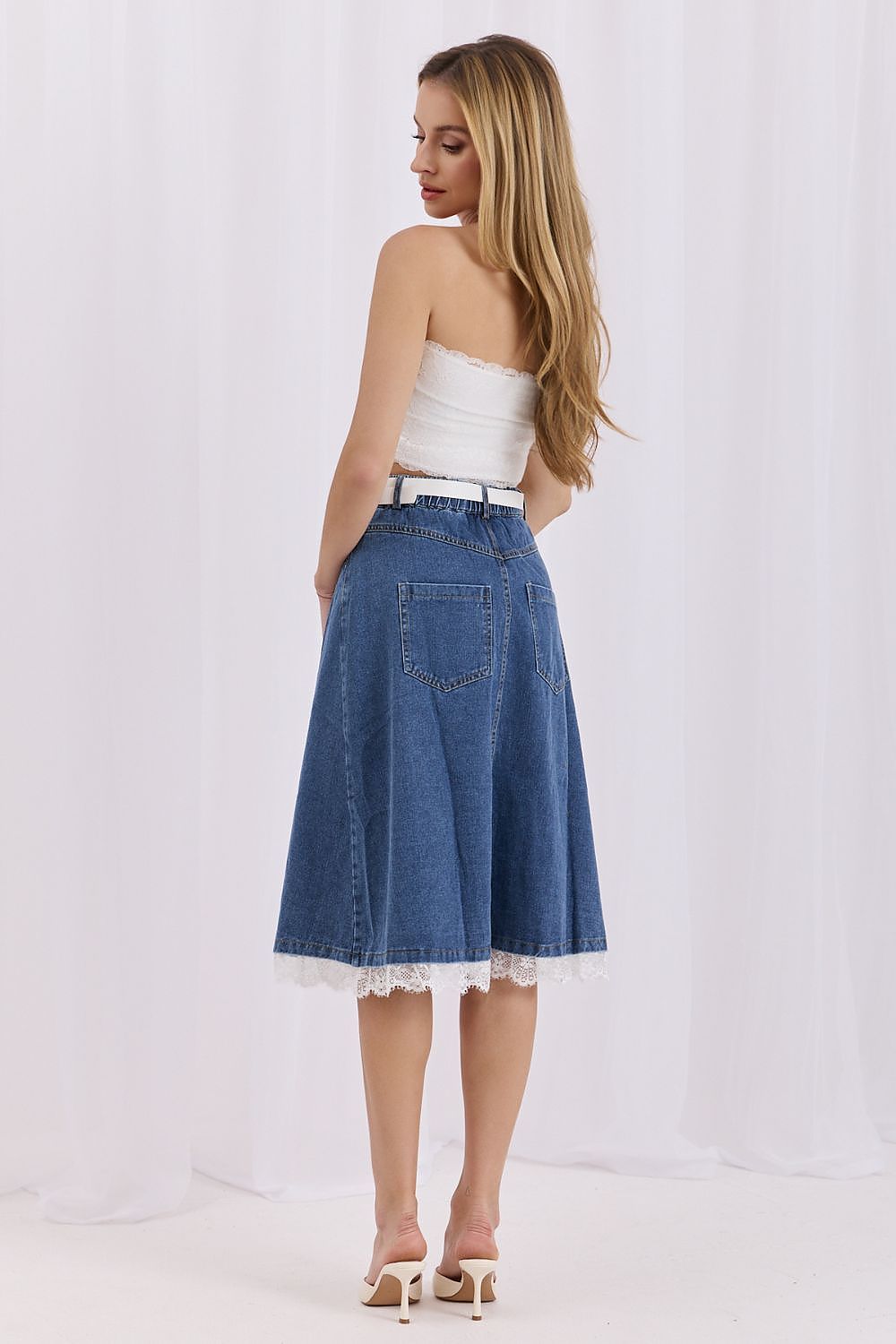 Cotton Casual Button Midi Skirt-Women's Skirt-LeStyleParfait