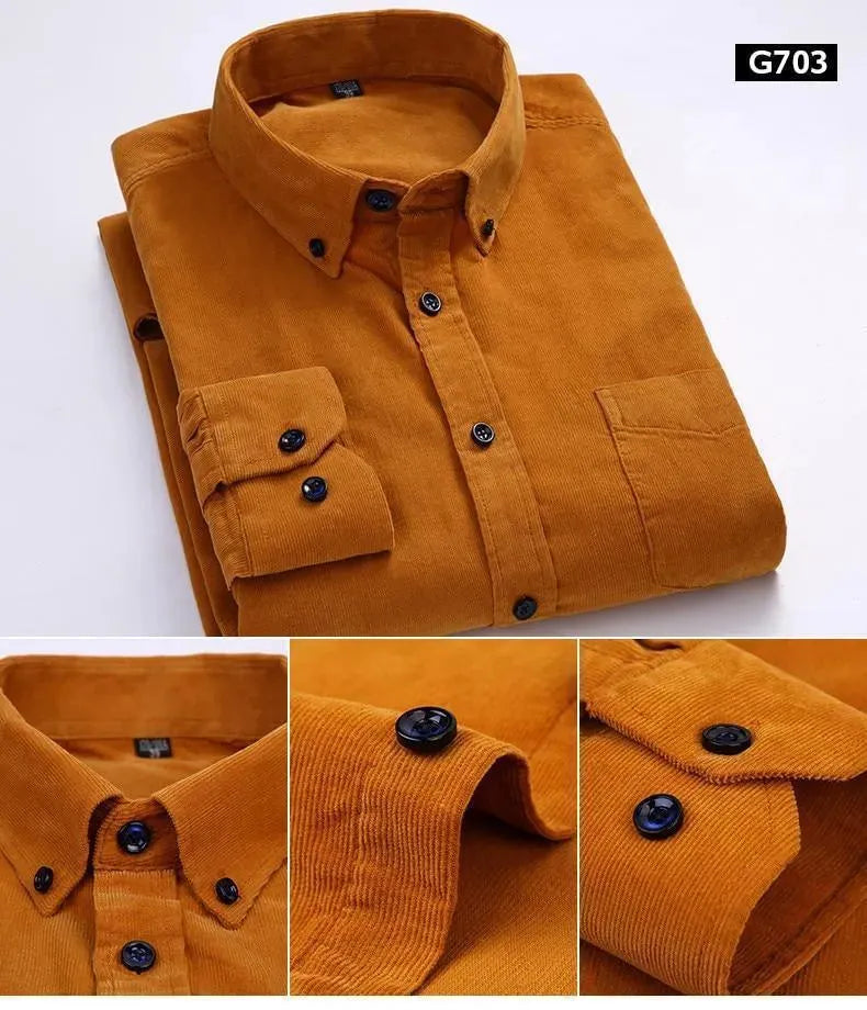 Cozy Corduroy Winter Shirt For Men-Men Shirts-LeStyleParfait