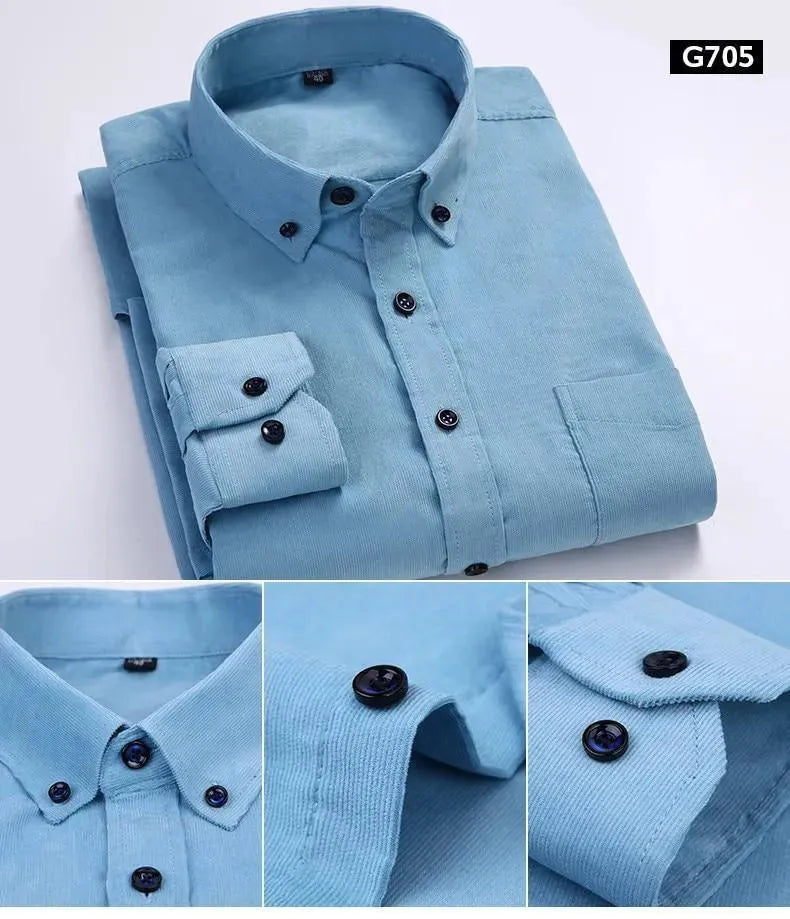 Cozy Corduroy Winter Shirt For Men-Men Shirts-LeStyleParfait