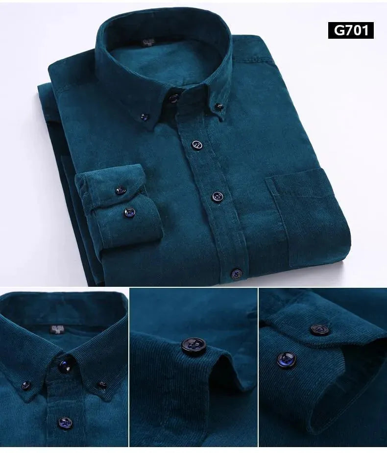 Cozy Corduroy Winter Shirt For Men-Men Shirts-LeStyleParfait