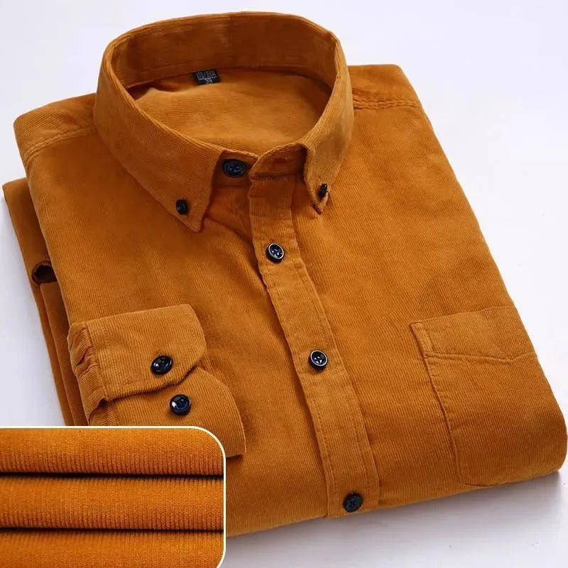 Cozy Corduroy Winter Shirt For Men-Men Shirts-LeStyleParfait