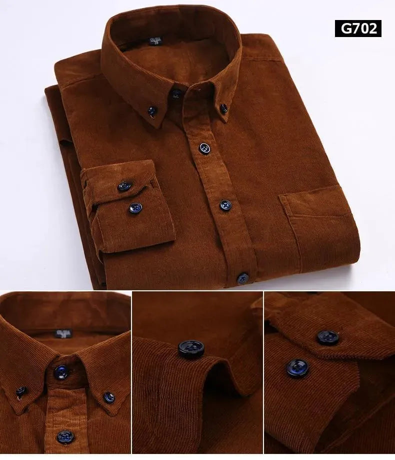 Cozy Corduroy Winter Shirt For Men-Men Shirts-LeStyleParfait