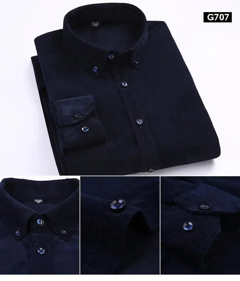 Cozy Corduroy Winter Shirt For Men-Men Shirts-LeStyleParfait