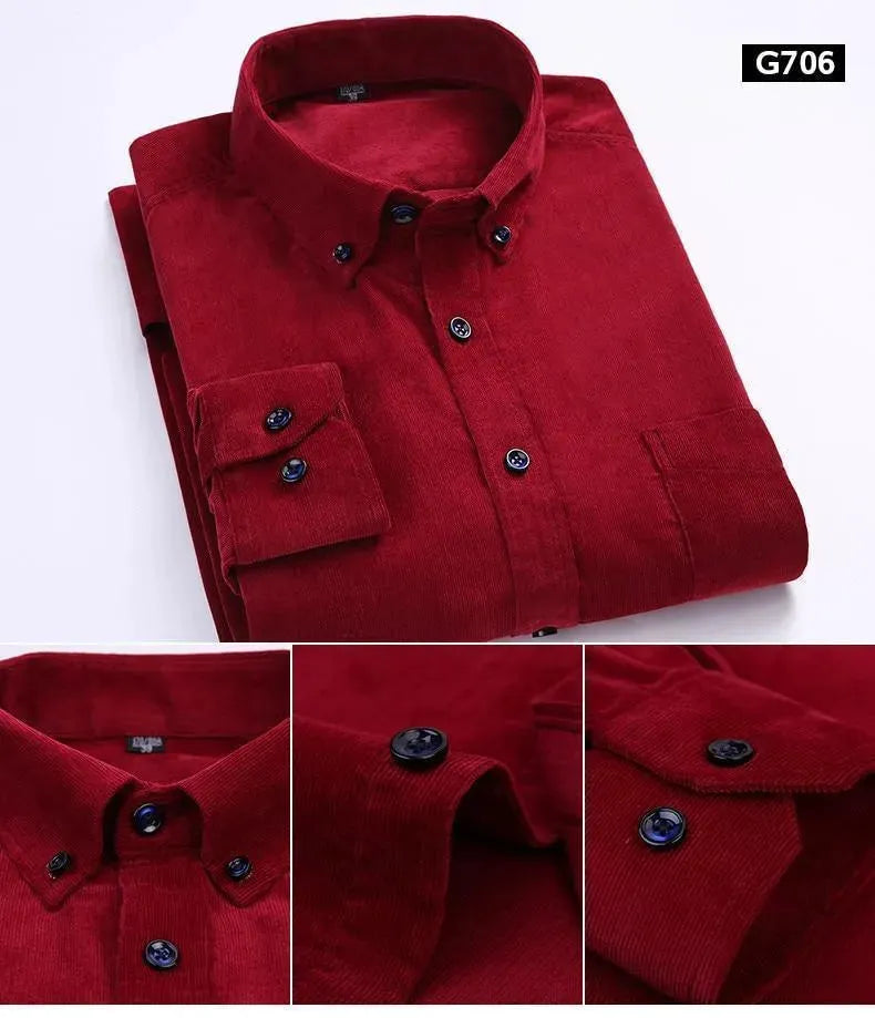 Cozy Corduroy Winter Shirt For Men-Men Shirts-LeStyleParfait