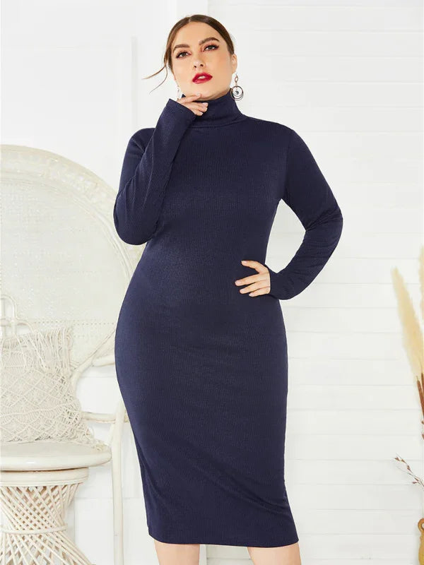 Cozy Turtleneck Knit Midi Dress