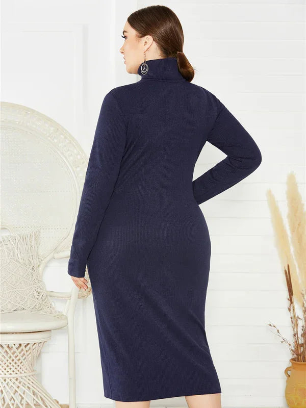 Cozy Turtleneck Knit Midi Dress