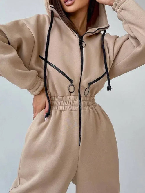 Cozy Women Casual Zip Two-Piece Set - Casual Jogger Set - LeStyleParfait