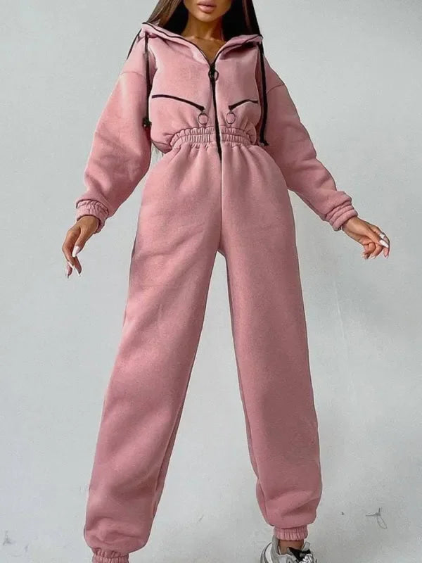 Cozy Women Casual Zip Two-Piece Set - Casual Jogger Set - LeStyleParfait