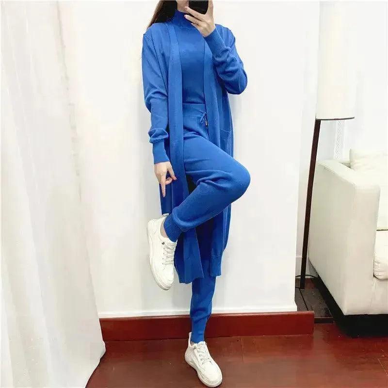 Cozy Women Knit Three-Piece Lounge Set - Casual Lounge Set - LeStyleParfait