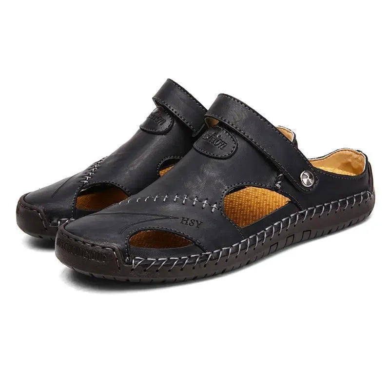 Dazzling Slip-On Leather Sandals - Sandals - LeStyleParfait