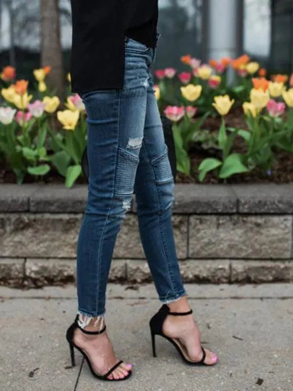Women Biker Skinny Jeans - Women Jeans - LeStyleParfait