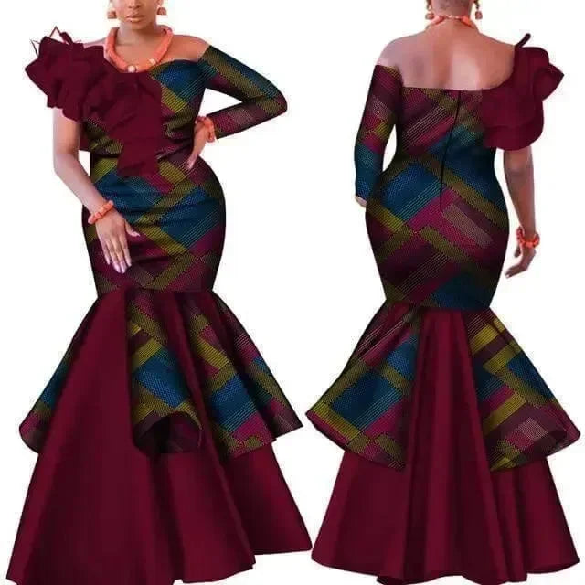 Elegant African Print Mermaid Party Gown fashion image
