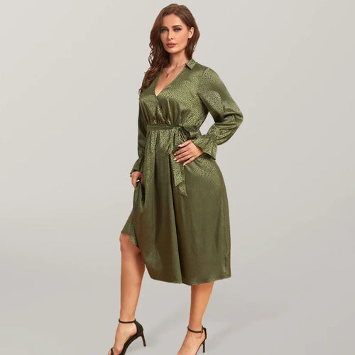 Elegant Animal Print Satin Midi Dress