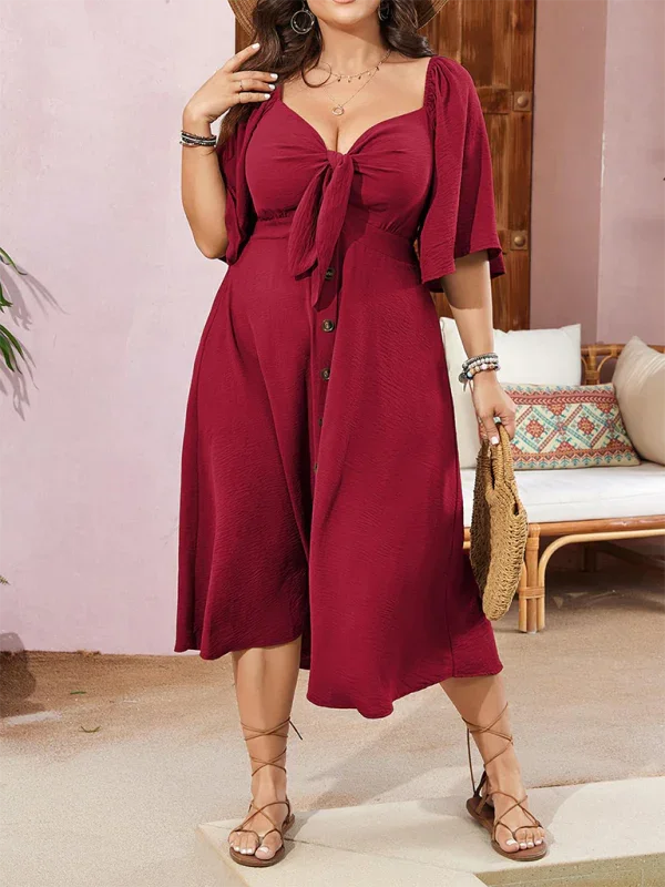 Elegant Bow Detail Midi Dress