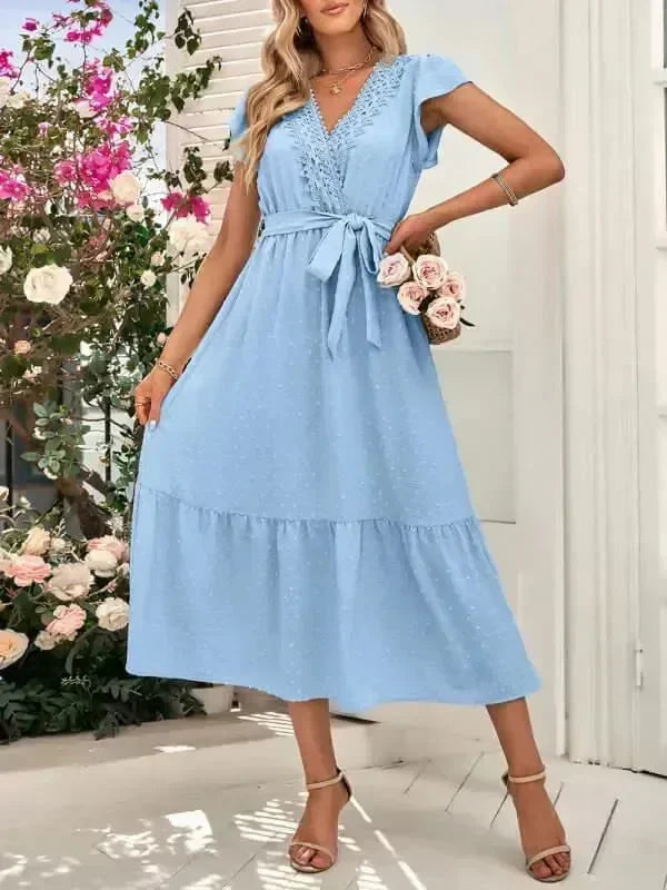 Elegant Cotton Wrap Maxi Dress