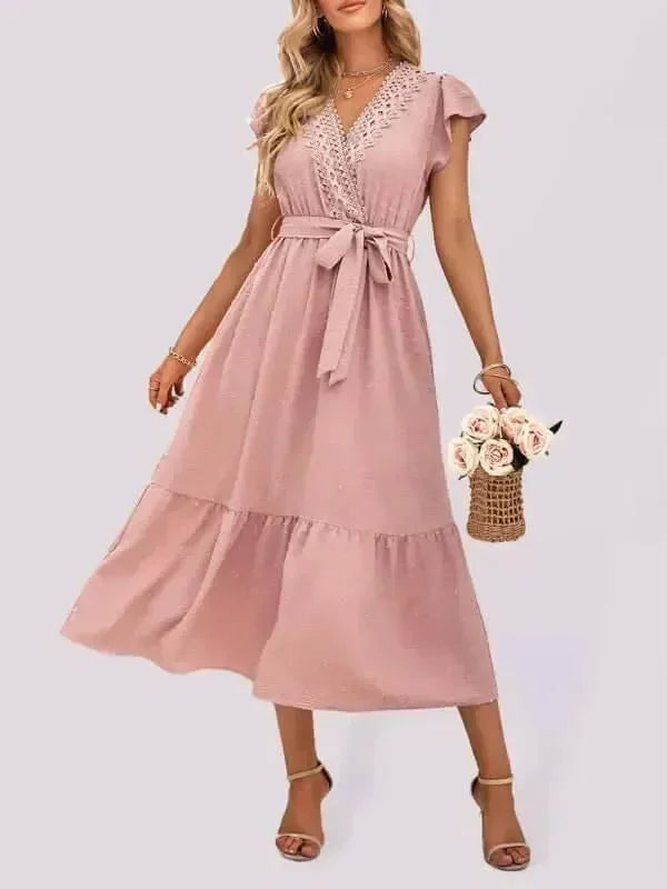 Elegant Cotton Wrap Maxi Dress