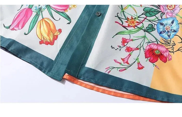 Elegant Floral Silk Office Shirt-Women's Shirts-LeStyleParfait