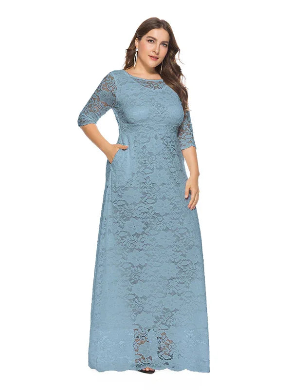Elegant Lace Evening Maxi Dress