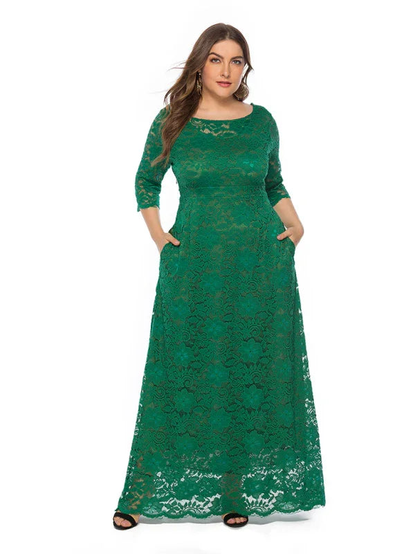 Elegant Lace Evening Maxi Dress