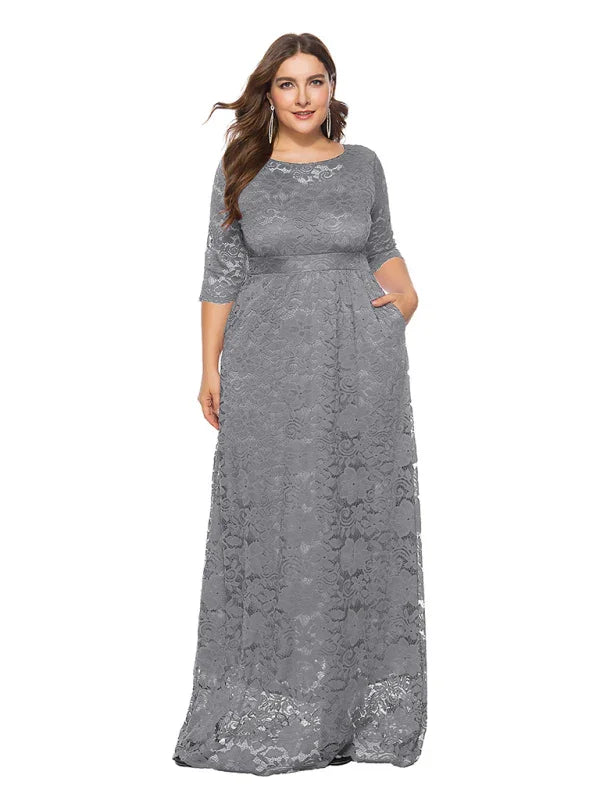Elegant Lace Evening Maxi Dress