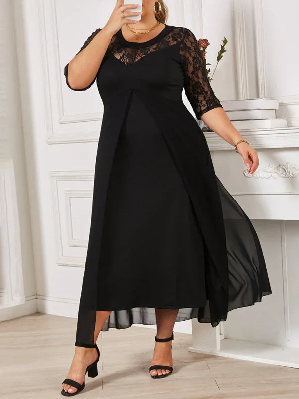 Elegant Lace Evening Maxi Dress