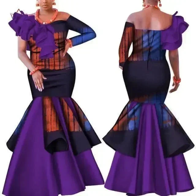 Elegant Purple Satin Mermaid Evening Gown