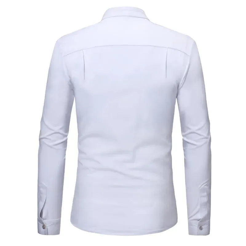 Elegant Ruffle Dress Shirt For Men-Men Shirts-LeStyleParfait