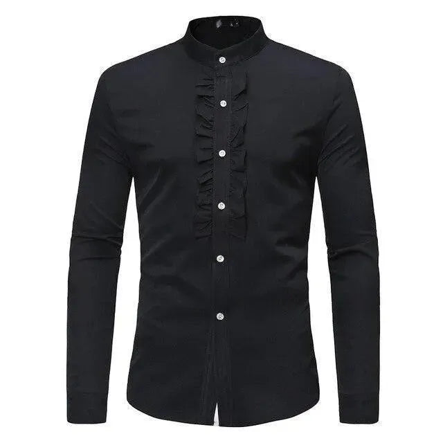 Elegant Ruffle Dress Shirt For Men-Men Shirts-LeStyleParfait