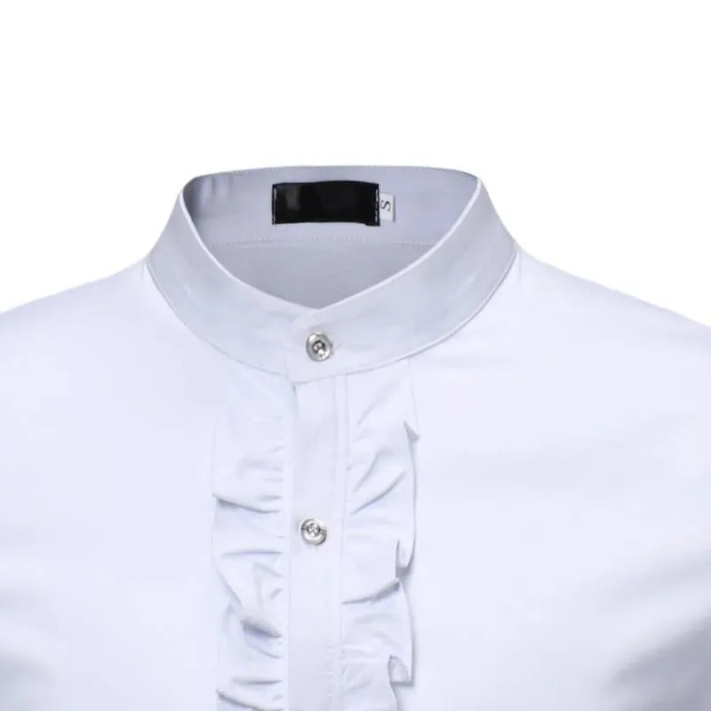 Elegant Ruffle Dress Shirt For Men-Men Shirts-LeStyleParfait