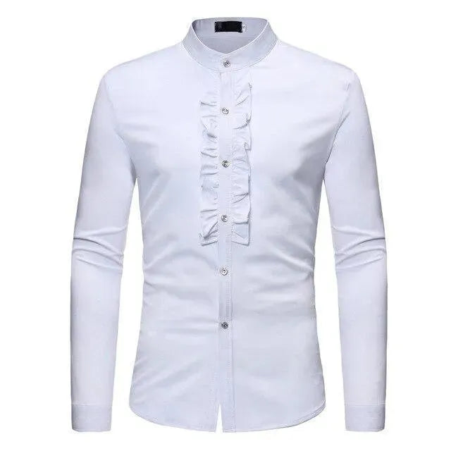 Elegant Ruffle Dress Shirt For Men-Men Shirts-LeStyleParfait
