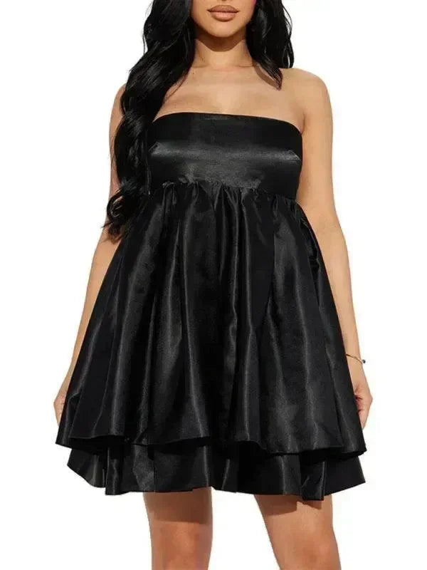 Elegant Satin Lace Bodycon Mini Dress