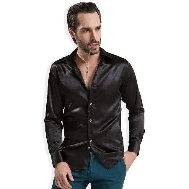 Elegant Satin Silk Shirt For Men-Men Shirts-LeStyleParfait