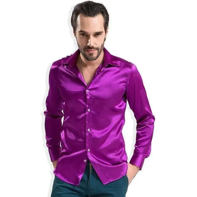 Elegant Satin Silk Shirt For Men-Men Shirts-LeStyleParfait