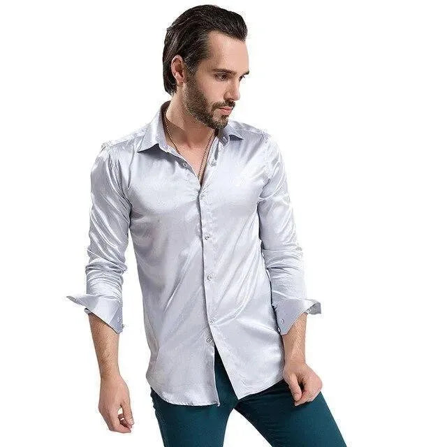 Elegant Satin Silk Shirt For Men-Men Shirts-LeStyleParfait