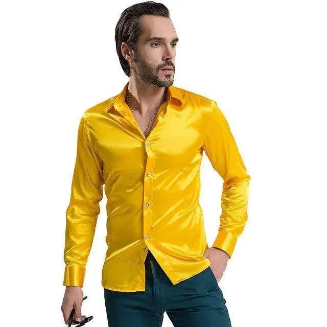 Elegant Satin Silk Shirt For Men-Men Shirts-LeStyleParfait
