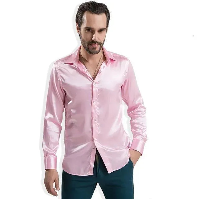 Elegant Satin Silk Shirt For Men-Men Shirts-LeStyleParfait