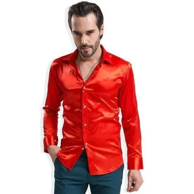 Elegant Satin Silk Shirt For Men-Men Shirts-LeStyleParfait
