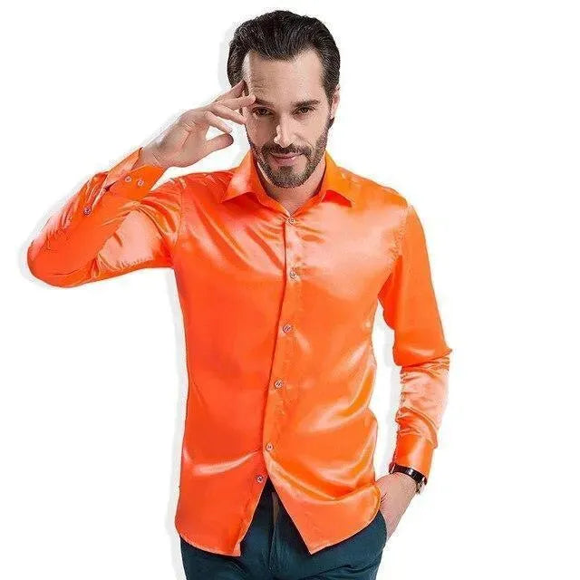 Elegant Satin Silk Shirt For Men-Men Shirts-LeStyleParfait