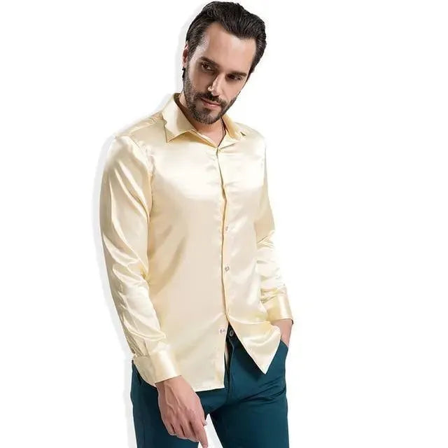 Elegant Satin Silk Shirt For Men-Men Shirts-LeStyleParfait