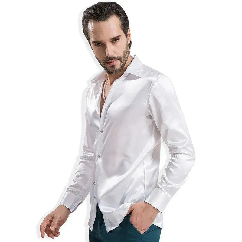 Elegant Satin Silk Shirt For Men-Men Shirts-LeStyleParfait