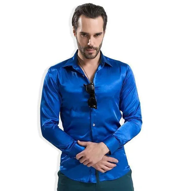 Elegant Satin Silk Shirt For Men-Men Shirts-LeStyleParfait