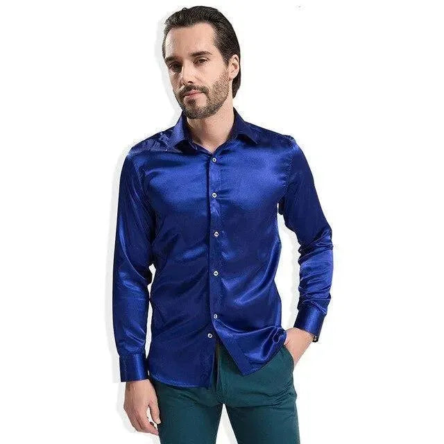 Elegant Satin Silk Shirt For Men-Men Shirts-LeStyleParfait