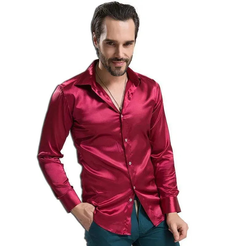 Elegant Satin Silk Shirt For Men-Men Shirts-LeStyleParfait