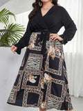 Elegant V-Neck Wrap Midi Dress