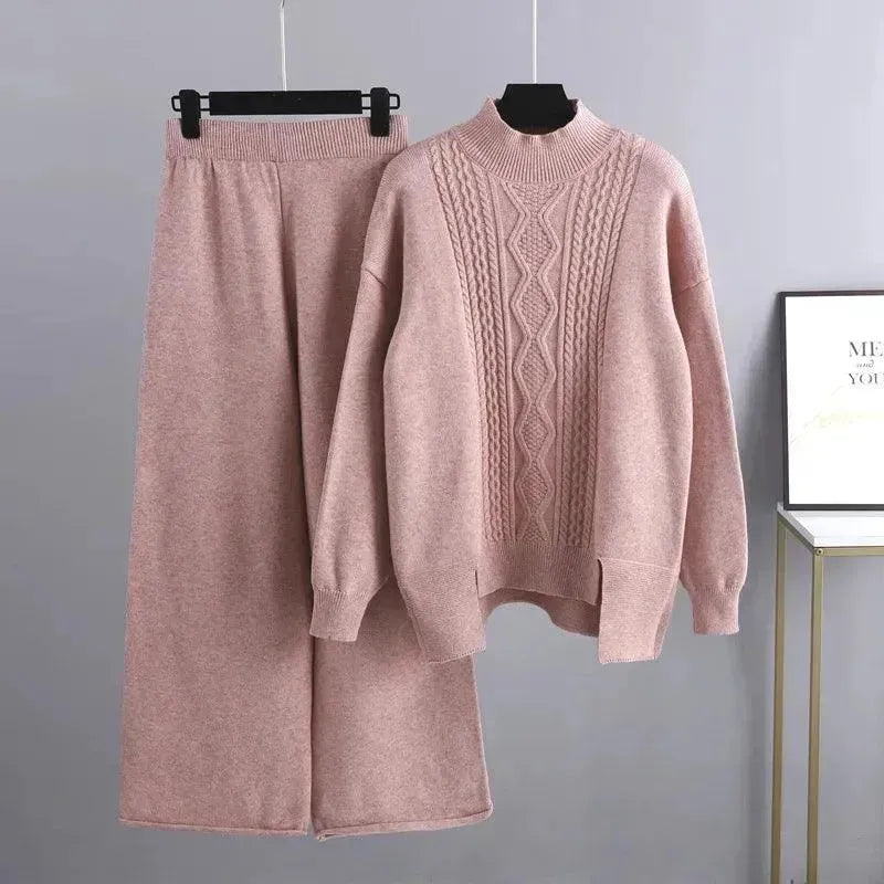 Elegant Women Casual Wool Three-Piece Outfit Set - Casual Outfit Set - LeStyleParfait